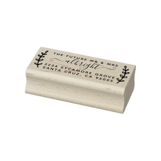 Rustieke krans & script "Future Mr & Mrs" Adres Rubberstempel (Stempel)