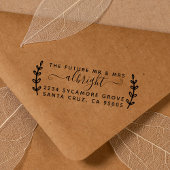 Rustieke krans & script "Future Mr & Mrs" Adres Rubberstempel