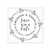 Rustieke krans & script Save The Date Modern Weddi Rubberstempel (Afrduk)