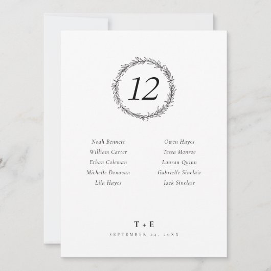 Rustieke krans tafel nummer en bruiloft gastnamen (Voorkant)