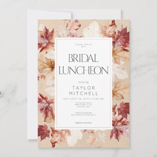 Rustieke Krans Van De Herfst Bladeren Tan Bruids L Kaart (Voorkant)