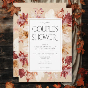 Rustieke Krans van Fall Leaves Tan Couples Douche Kaart