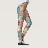 Rustieke  krant Patchwork Collage (10) Leggings (Rechts)