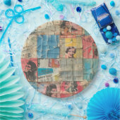 Rustieke krant Patchwork Collage (10) Papieren Bordje (Feest)