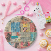 Rustieke krant Patchwork Collage (10) Papieren Bordje (Feest)