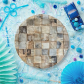 Rustieke krant Patchwork Collage (12) Papieren Bordje (Feest)