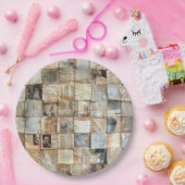 Rustieke krant Patchwork Collage (12) Papieren Bordje (Feest)
