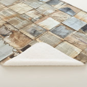 Rustieke krant Patchwork Collage (12) Sherpa Deken (3/4)