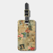 Rustieke  krant Patchwork Collage (1) Bagagelabel (Voorkant verticaal)