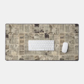 Rustieke  krant Patchwork Collage (1) Bureaumat (Keyboard & Muis)