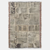 Rustieke  krant Patchwork Collage (1) Deken (Voorkant Verticaal)