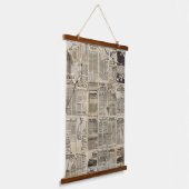 Rustieke  krant Patchwork Collage (1) Hangend Wandkleed (Gebogen)