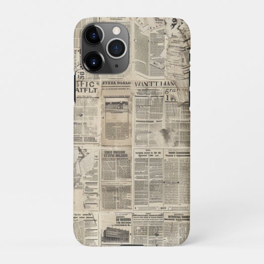 Rustieke  krant Patchwork Collage (1) iPhone Hoesje (Achterkant)