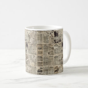Rustieke krant Patchwork Collage (1) Koffiemok