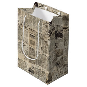 Rustieke krant Patchwork Collage (1) Medium Cadeauzakje
