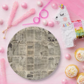 Rustieke krant Patchwork Collage (1) Papieren Bordje (Feest)