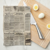 Rustieke  krant Patchwork Collage (1) Theedoek (Quarter Fold)