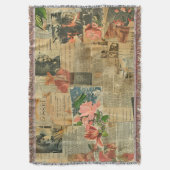 Rustieke krant Patchwork Collage (2) Deken (Voorkant Verticaal)