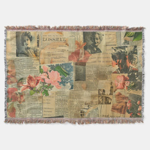 Rustieke krant Patchwork Collage (2) Deken