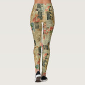 Rustieke krant Patchwork Collage (2) Leggings (Achterkant)