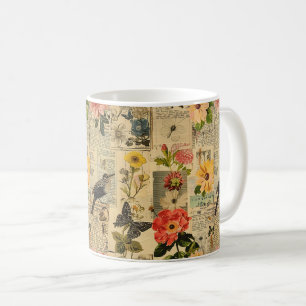 Rustieke krant Patchwork Collage (3) Koffiemok