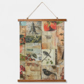Rustieke  krant Patchwork Collage (4) Hangend Wandkleed (Voorkant)