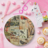 Rustieke krant Patchwork Collage (4) Papieren Bordje (Feest)