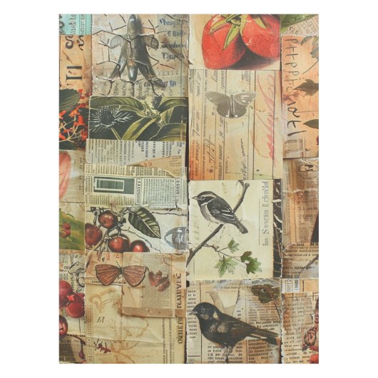 Rustieke krant Patchwork Collage (5) Tafelkleed (Voorkant)