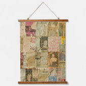 Rustieke  krant Patchwork Collage (6) Hangend Wandkleed (Voorkant)