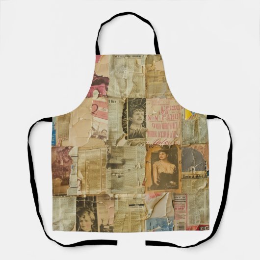 Rustieke krant Patchwork Collage (6) Schort (Voorkant)