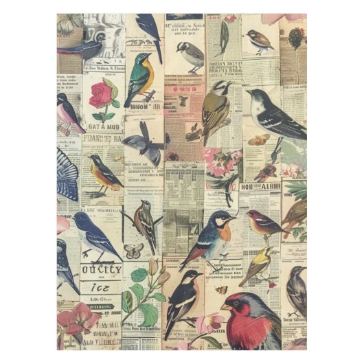 Rustieke  krant Patchwork Collage (6) Tafelkleed (Voorkant)
