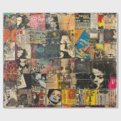 Rustieke  krant Patchwork Collage (7) Cadeaupapier (Vlak)