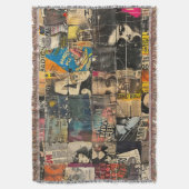 Rustieke  krant Patchwork Collage (7) Deken (Voorkant Verticaal)