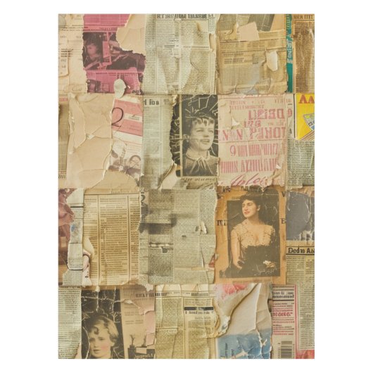 Rustieke  krant Patchwork Collage (7) Tafelkleed (Voorkant)