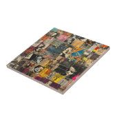 Rustieke  krant Patchwork Collage (7) Tegeltje (Zijkant)