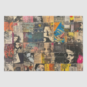 Rustieke krant Patchwork Collage (7) Tissuepapier