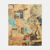 Rustieke krant Patchwork Collage (8) Fleece Deken (Voorkant)