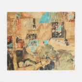 Rustieke krant Patchwork Collage (8) Fleece Deken (Voorkant (Horizontaal))