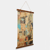 Rustieke  krant Patchwork Collage (8) Hangend Wandkleed (Gebogen)