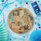 Rustieke krant Patchwork Collage (8) Papieren Bordje (Feest)