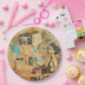 Rustieke krant Patchwork Collage (8) Papieren Bordje (Feest)