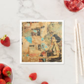 Rustieke krant Patchwork Collage (8) Servet (Insitu)
