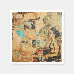 Rustieke krant Patchwork Collage (8) Servet