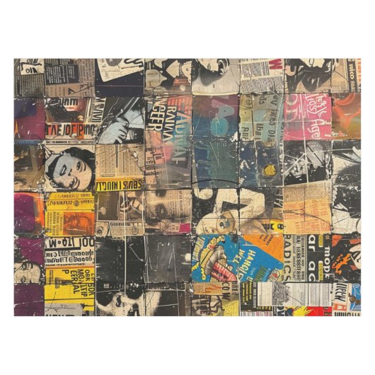 Rustieke  krant Patchwork Collage (8) Tafelkleed (Voorkant (Horizontaal))