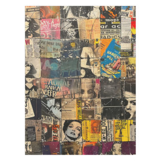 Rustieke  krant Patchwork Collage (8) Tafelkleed