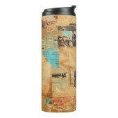 Rustieke  krant Patchwork Collage (8) Thermosbeker (Gedraaid links)