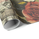 Rustieke  krant Patchwork Collage (9) Cadeaupapier (Rol Hoek)