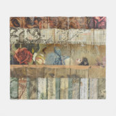Rustieke  krant Patchwork Collage (9) Fleece Deken (Voorkant (Horizontaal))