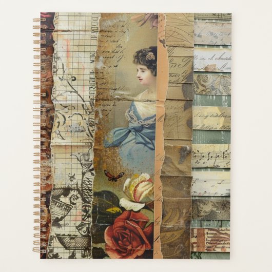 Rustieke krant Patchwork Collage (9) Planner (Voorkant)