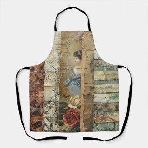 Rustieke krant Patchwork Collage (9) Schort